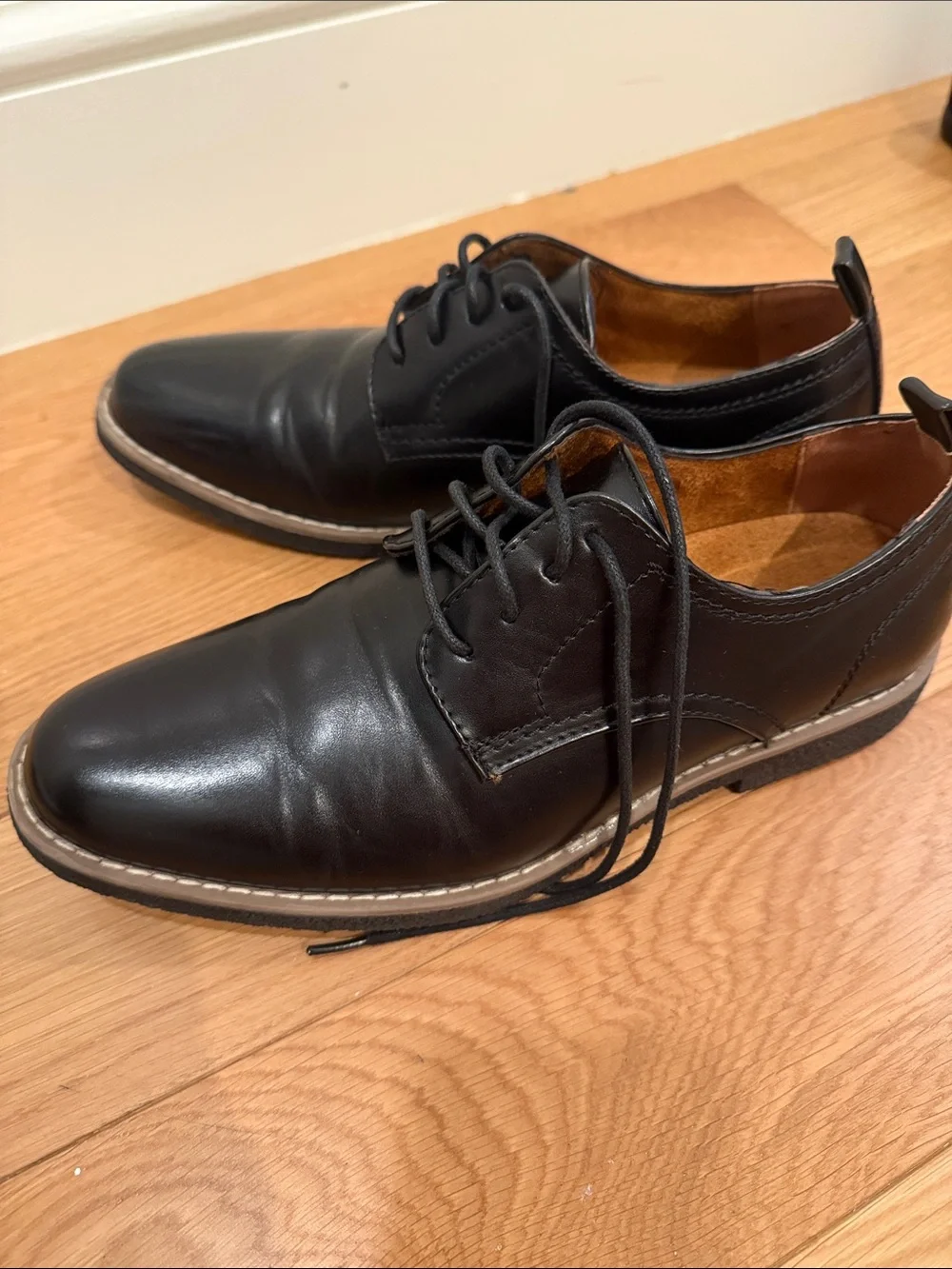 Deer Stags Boys Black Leather Lace-Up Oxford Zander Dress Shoes
